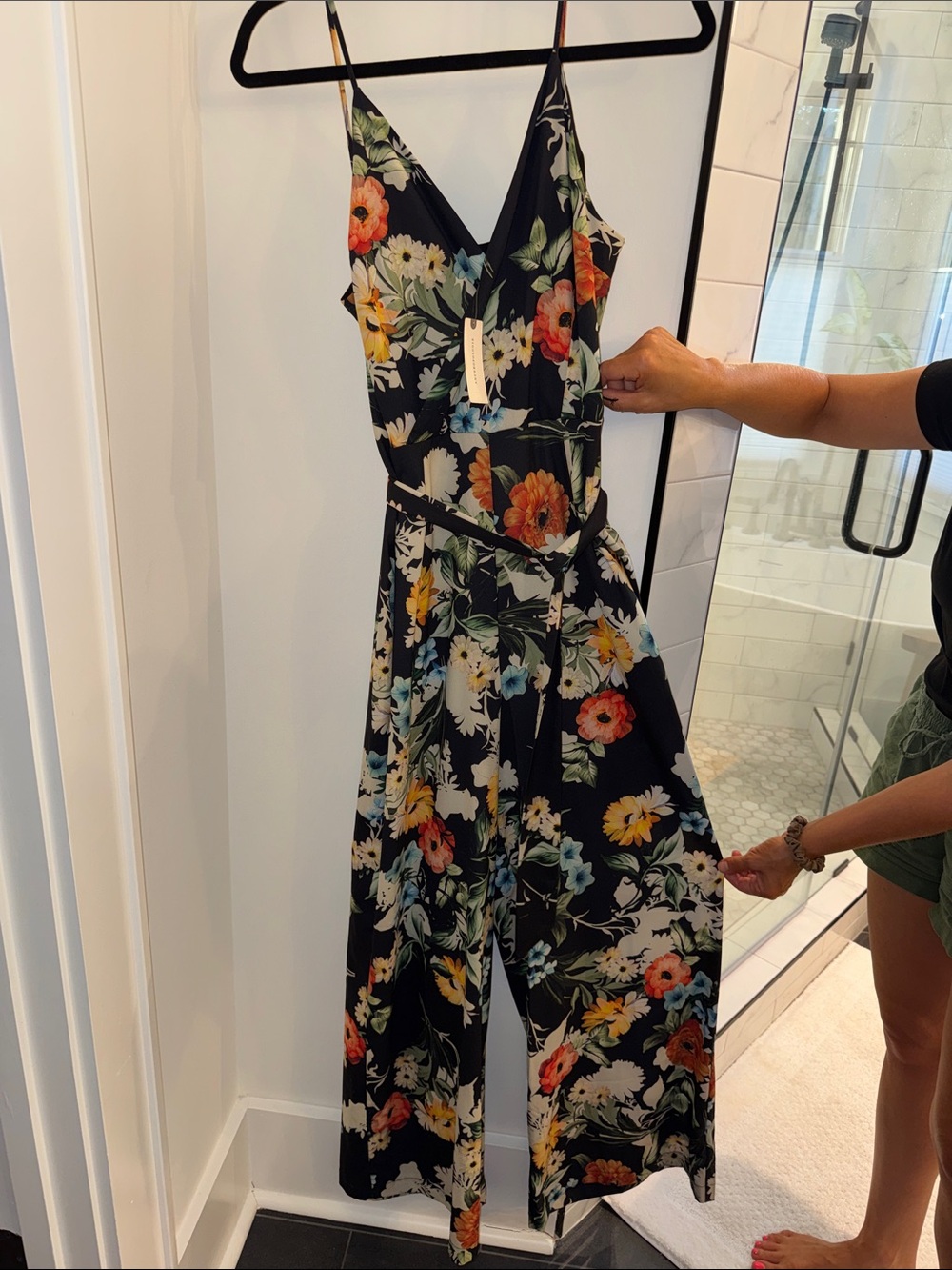 Yumi Kim Black Floral Wide-Leg Jumpsuit